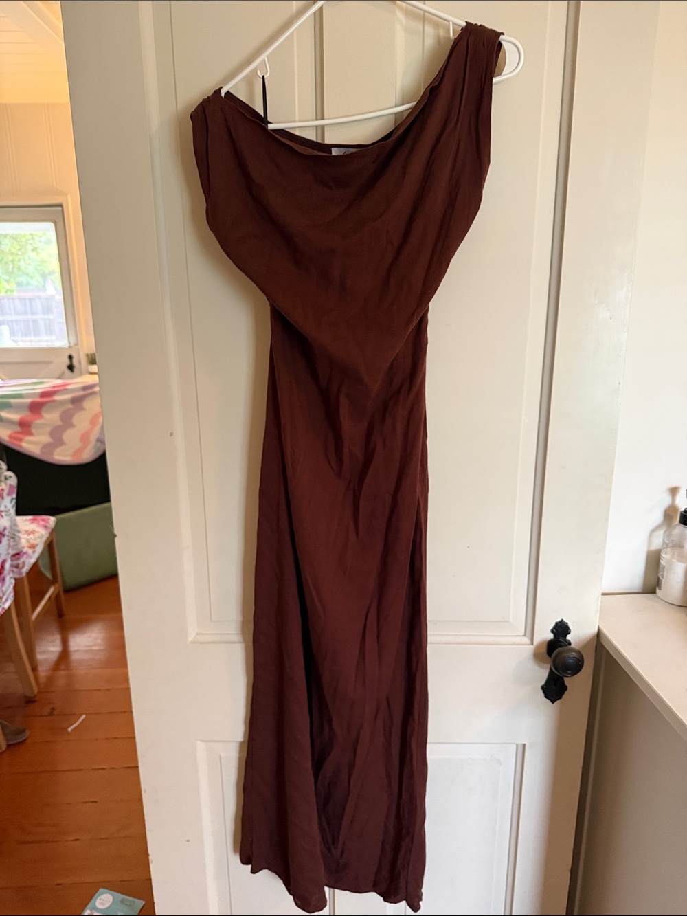 Petal & Pup Chocolate Brown One-Shoulder Maxi Dress